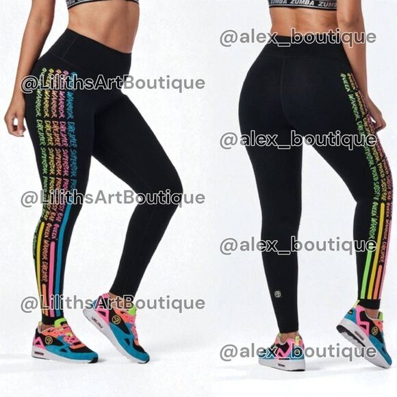 Zumba Everywhere High Waisted Ankle Leggings Bold Black Size S (E121) - Picture 1 of 8